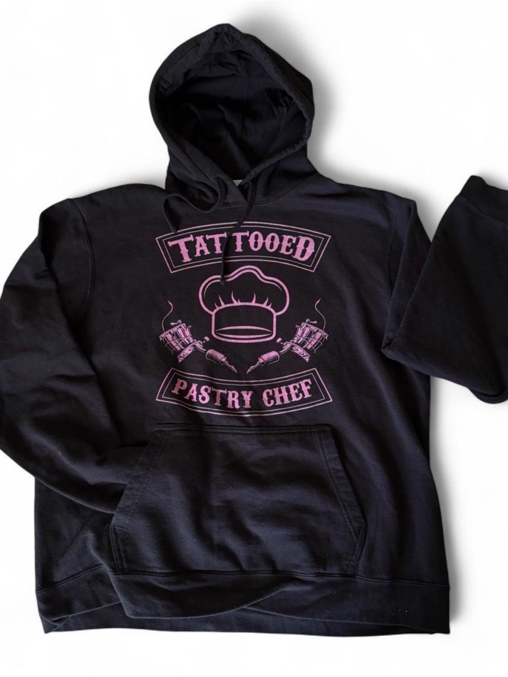 Port and Company Black Hoodie with Pink Pastry Chef Graphic